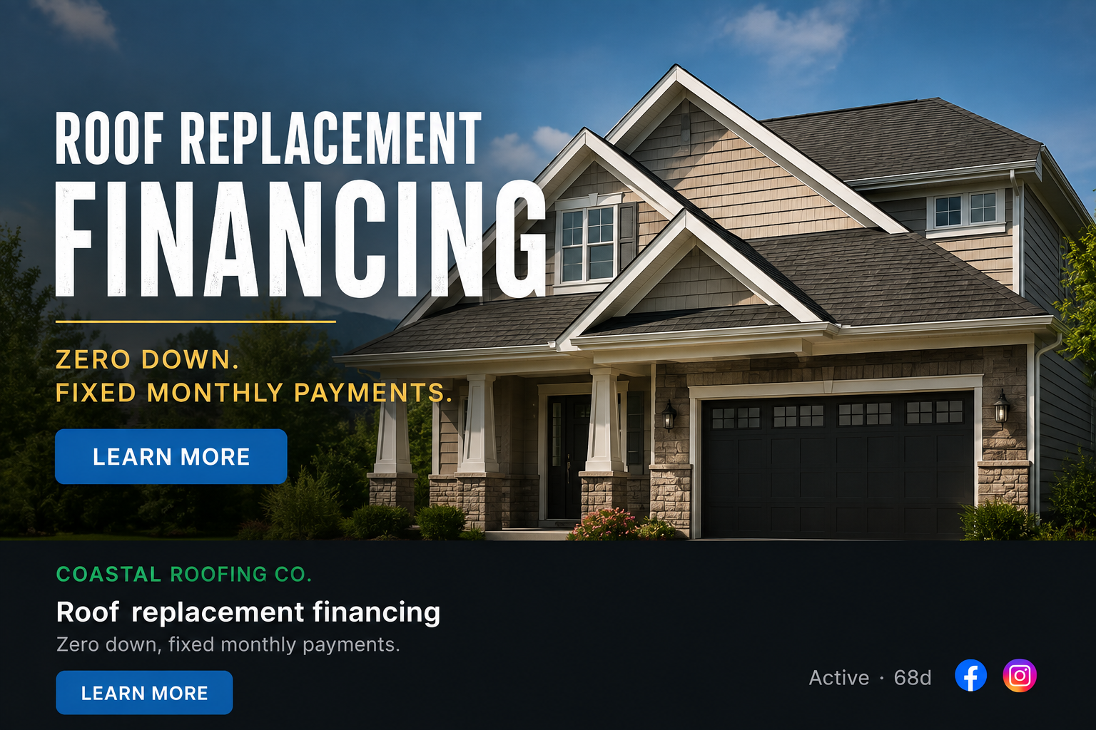 Example ad: Roof replacement financing